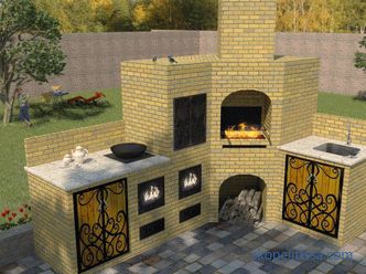 Sarok tégla grill - az építés jellemzői